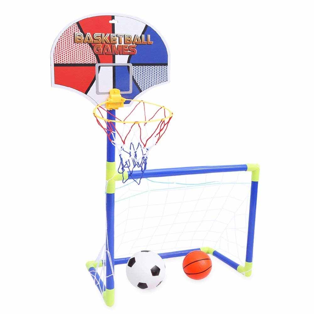Jeval Kids Portable 2-in-1 Football Basketball Set