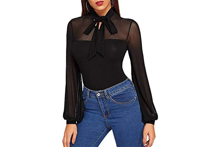 bell sleeve sheer top