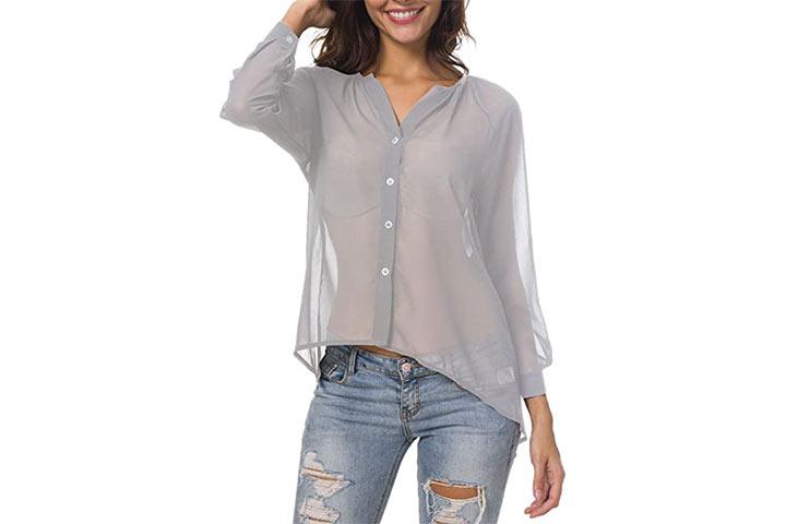 sheer shirts for ladies