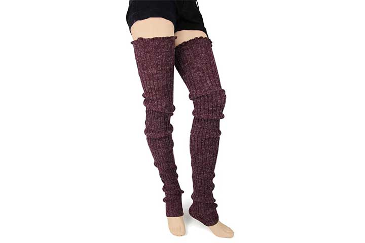 Romastory Womens Winter Over Knee Leg Warmers Footless Socks Knit Warm Long Leg Warmers