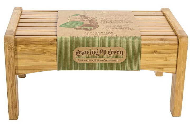 Growing Up Green Wooden Step Stool