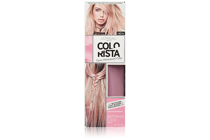 2. L'Oreal Paris Colorista Semi-Permanent Hair Color for Light Bleached or Blondes, Soft Pink - wide 6