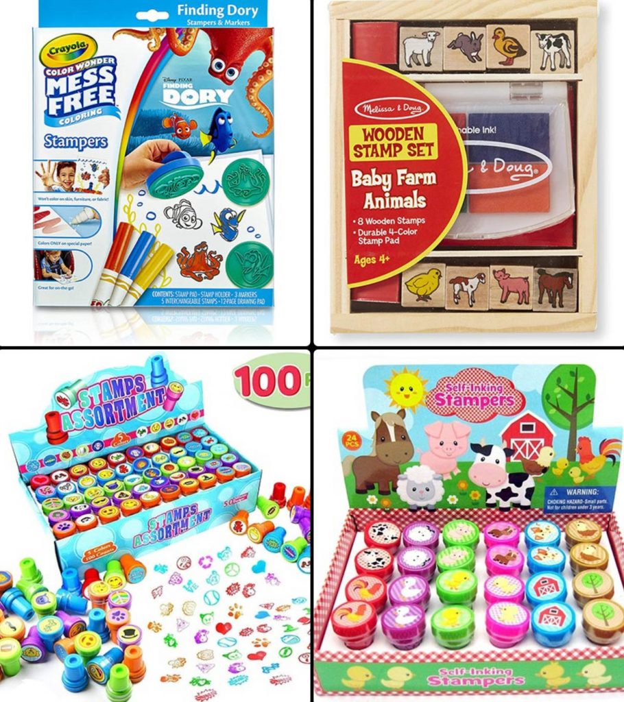 #1 Self Ink Washable Plastic Stamp Set w Rubber Tip Set of 100 NY TOYZ 50 Assorted Stamps for Kids 