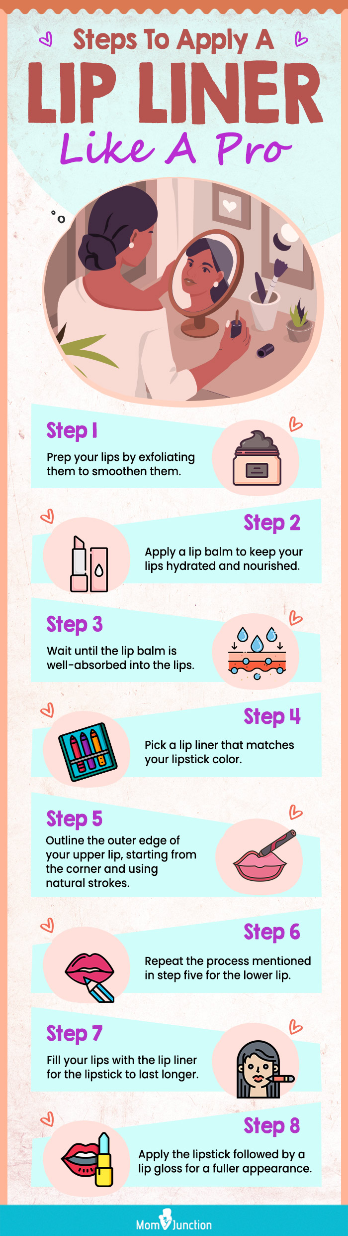 Steps To Apply A Lip Liner Like A Pro (infographic)