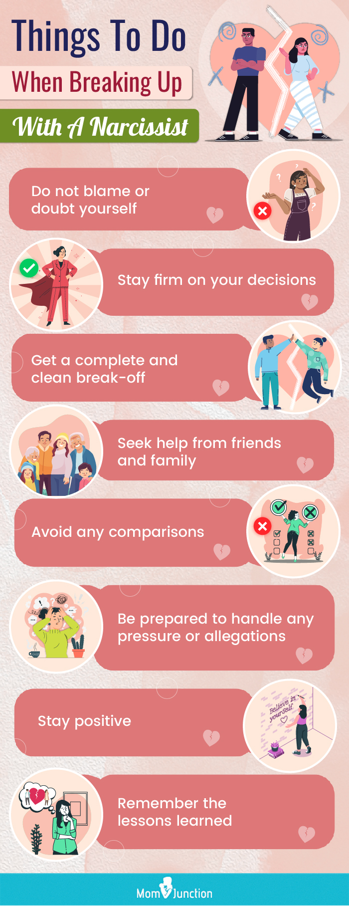 things to do when breaking up with a narcissist (infographic)