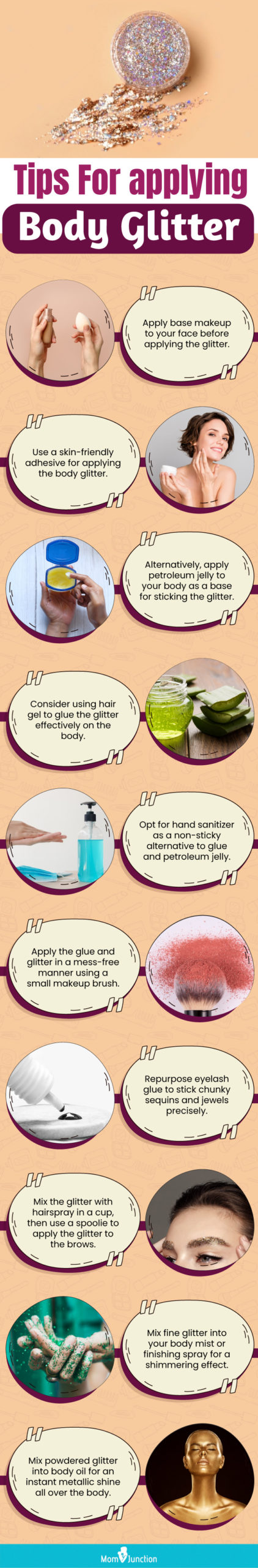 Tips For Applying Body Glitter (infographic)