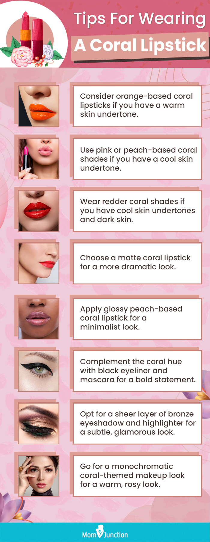 Tips For Wearing A Coral Lipstick (infographic)