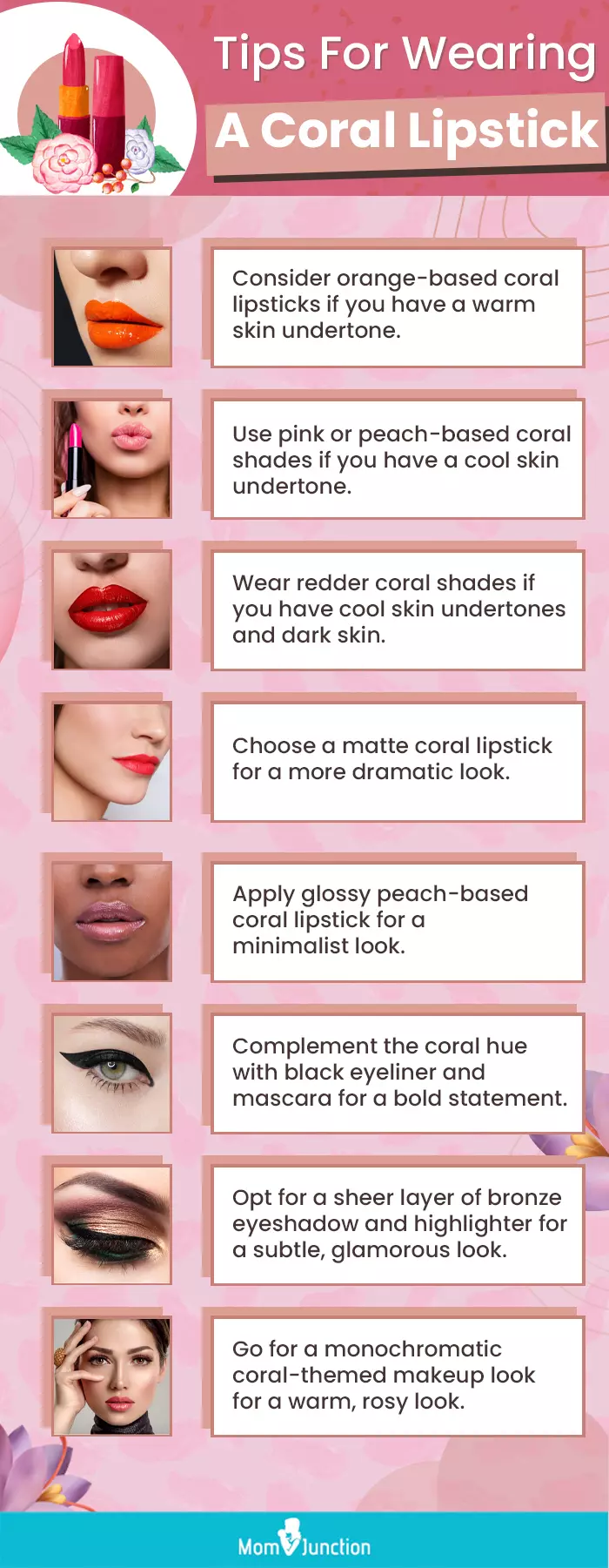 Tips For Wearing A Coral Lipstick (infographic)