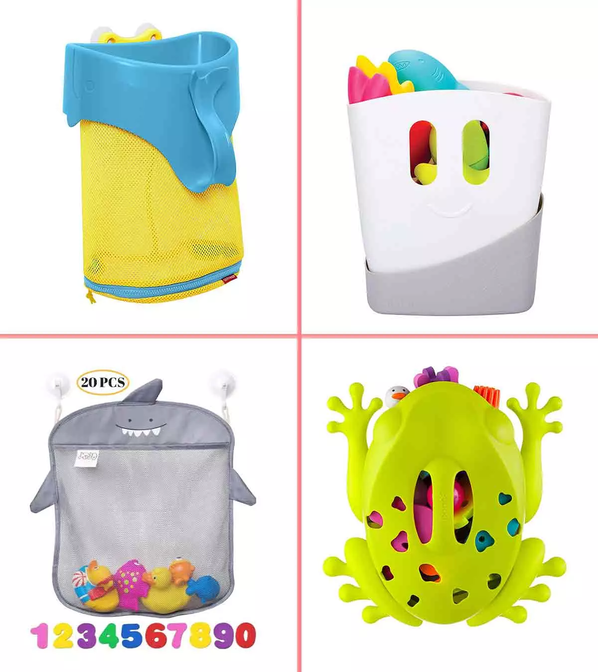 Keep your bathroom clutter-free and your baby’s bath toys clean, dry, and organized.