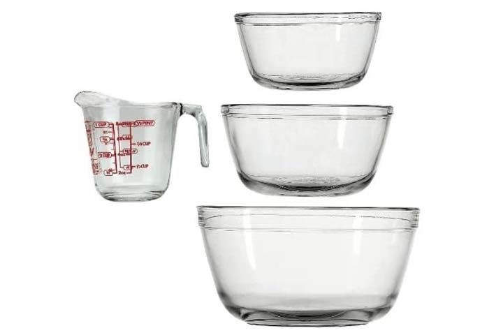 Anchor Hocking Mixing Bowls With Measuring Cup