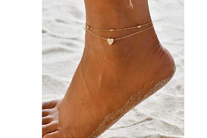 Artmiss Layered Anklets Women Heart Gold