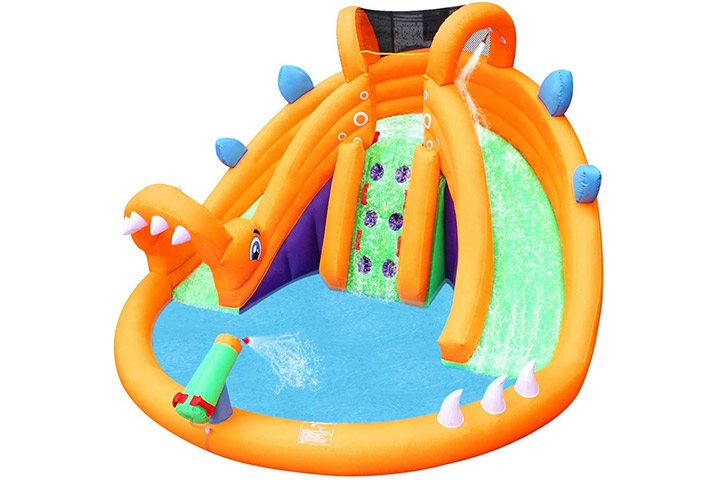 BESTPARTY Dinosaur Inflatable Water-Slide Bounce House