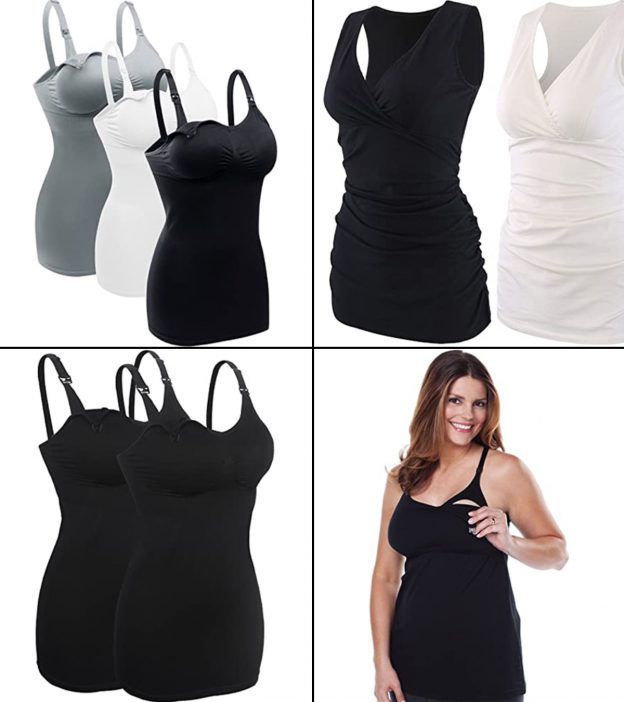 Clip Down Breastfeeding Tops Sleeveless Camisole Sling for Pregnancy 3PCS Maternity Nursing Tank Cami 