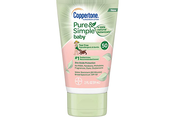 Coppertone Water Babies Sunscreen Pure & Simple Tear Free Mineral Based Lotion Broad Spectrum SPF 50