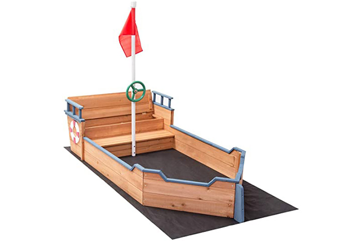 Costzon Pirate Boat Wood Sandbox