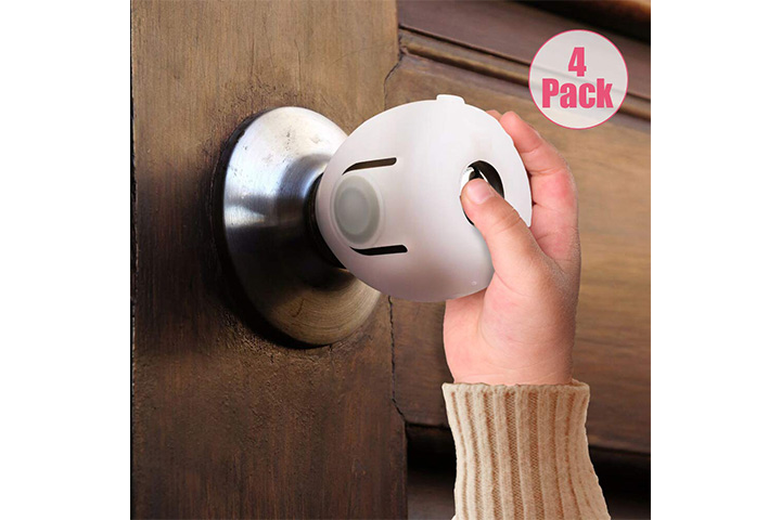 BASONG Door Knob Covers Safety Door Knob with Keyhole Cover for Door Handle Child Proof Door Knob Covers 4pack 