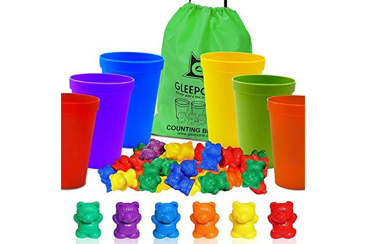 Gleeporte Colorful Counting Bears with Coordinated Sorting Cups