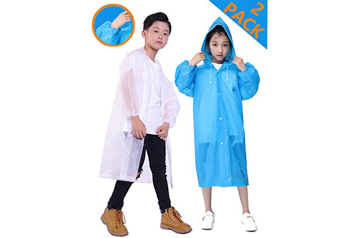 Juniors Premium Rain Jacket Black Kids Water Proof Rain Coat With Reflector 