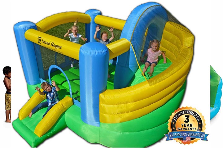 Island Hopper Curved Double Slide Inflatable Bounce House