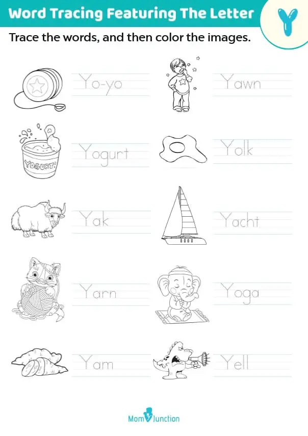 Word Tracing Letter Y