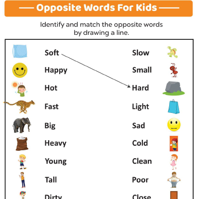 Match-The-Antonyms Worksheet For Kindergarten