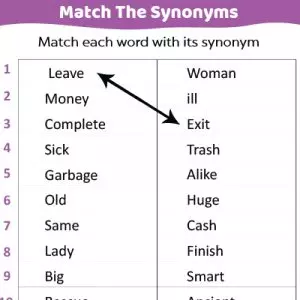 Synonyms Worksheet For Kindergarten