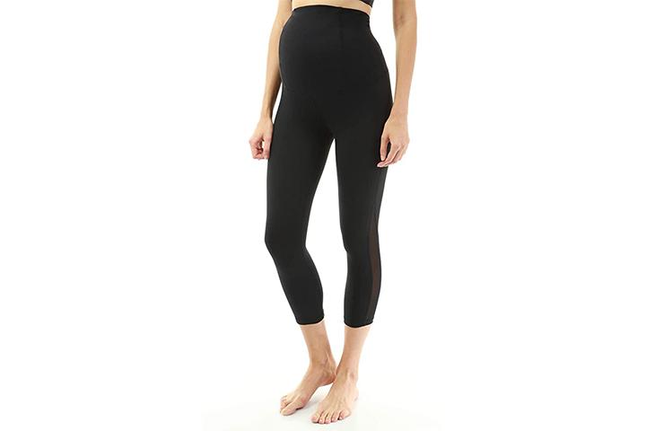 V VOCNI Womens Maternity Yoga Pants High Waist Workout Capri Leggings Sports Running Active Tights with Side Pocket