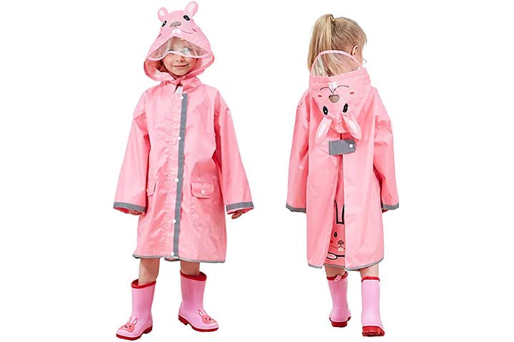SunTrader Childrens Cartoon Animal Raincoat,Waterproof Rainwear Rainsuit Hooded Rain Jacket for Age 5-12 Boys & Girls 