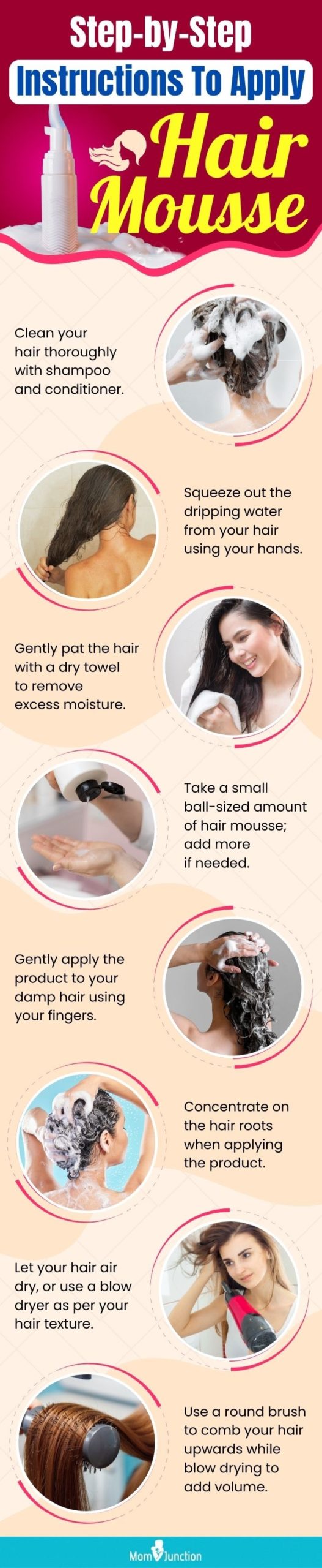 Step-by-Step Instructions To Apply Hair Mousse (infographic)