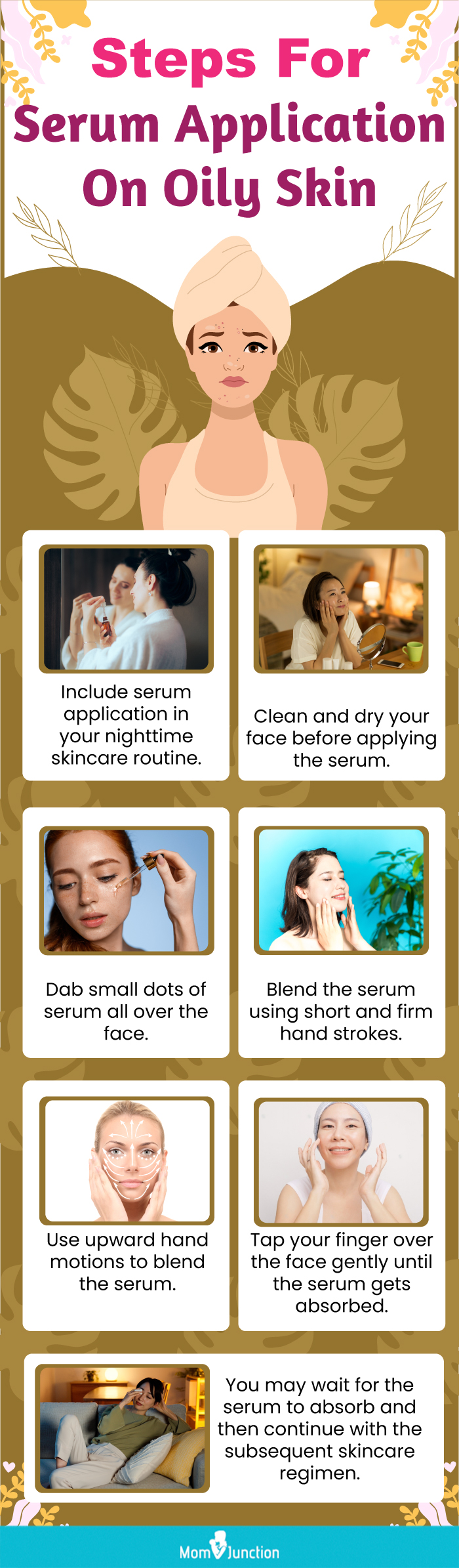 Steps For Serum Application On Oily Skin (infographic)