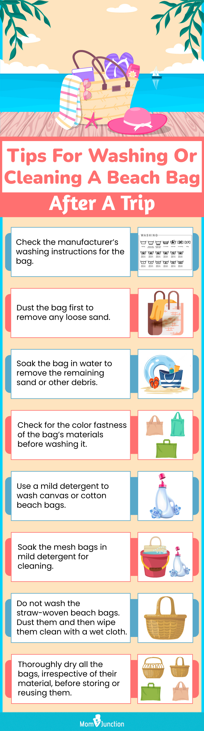 Tips For Washing Or Cleaning A Beach Bag After A Trip (infographic)