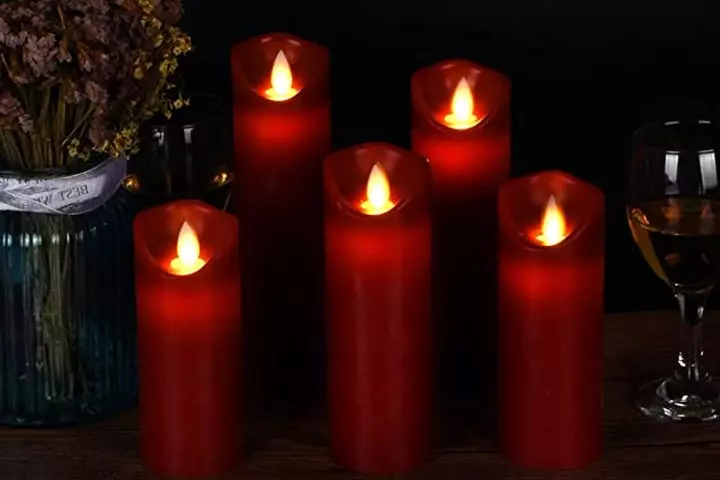 Vinkor Flameless Burgundy Pillar Candles