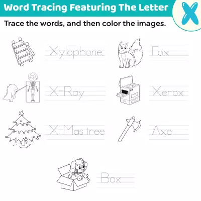 Word Tracing Letter X