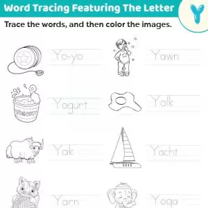 Word Tracing Letter Y