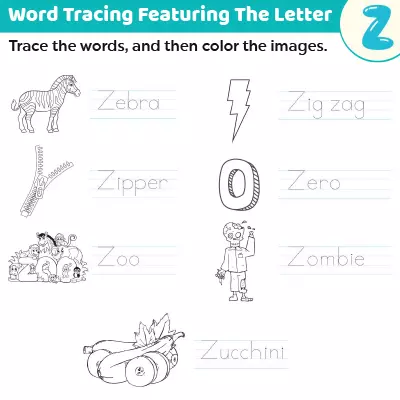 Trace The Words With The Letter 