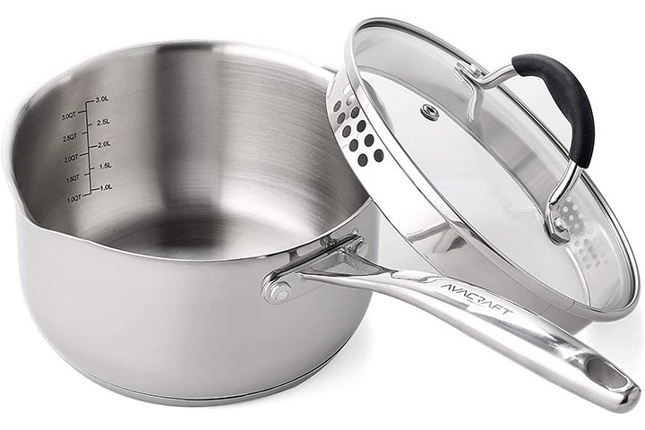 AVACRAFT Stainless Steel Saucepan with Glass Lid