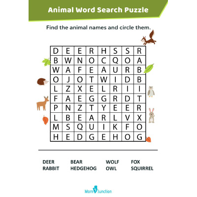 Animal Word Search Puzzle For Kids - MomJunction