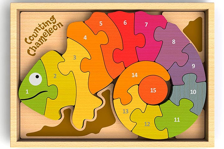 BeginAgain Counting Chameleon Bilingual Puzzle