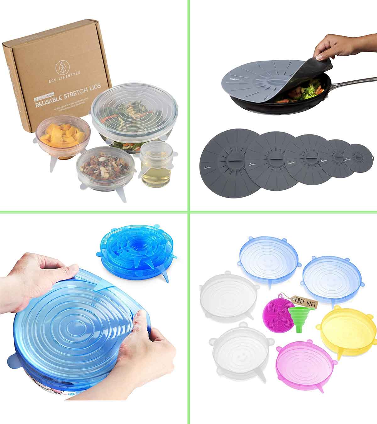Silicone Stretch Lids Reusable Silicone Lid-12Pcs Storage Covers Microwave and Dishwasher Safe Silicone Suction Lids BPA Free-Reusable Bowl Cover Durable Expandable Lids for Cans 