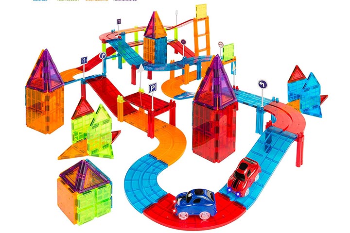 Best Choice Products Kids Magnetic Tile Car Track