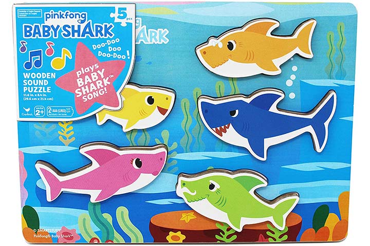 Cardinal Industries Pinkfong Baby Shark Chunky Wooden Sound Puzzle