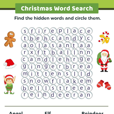 Christmas Word Search Puzzle For Kids