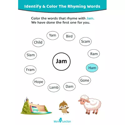 Color The Words That Rhyme With Jam