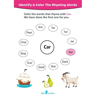 Color The Words That Rhyme With Car