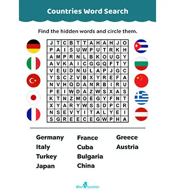 Countries Word Search Puzzle For Kids_image