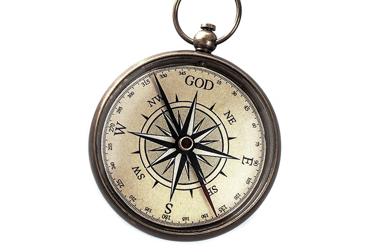 God Is My Guide Brass Compass