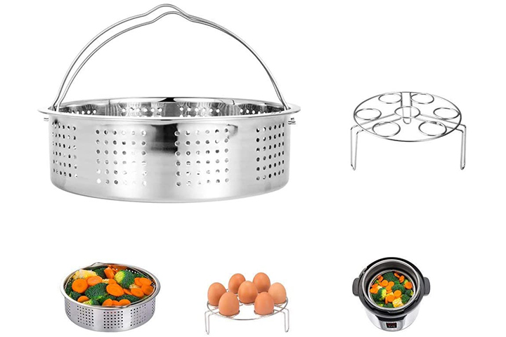 Ø 20 cm Stainless Steel Vegetable Steamer Basket Pots Pans Space Home Instant Pot for Steaming Vegetables Fruits Eggs Pasta Steamer Insert 