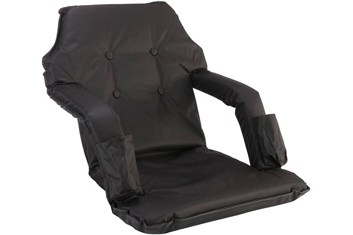 High Back Reclining Stadium Seat Chair for Bleachers, Lawns and Floor (Black)
