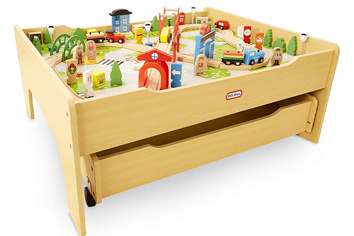 Little Tikes Real Wooden Train Table Set