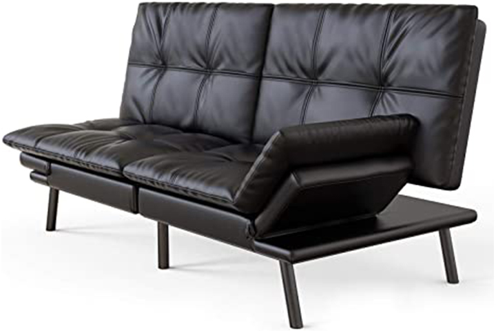 espresso faux leather adjustable futon sofa bed center